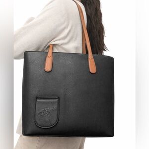 Secret Wine Tote 🍷🤫 Black with Tan Accents and Gold Hardware by Porto Vino